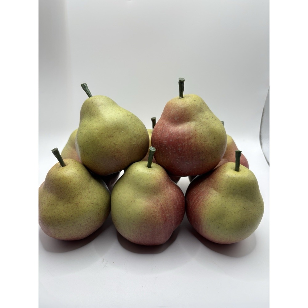 Set Of 8 Realistic Faux Pears Red Green Decor Farmhouse Cottage
